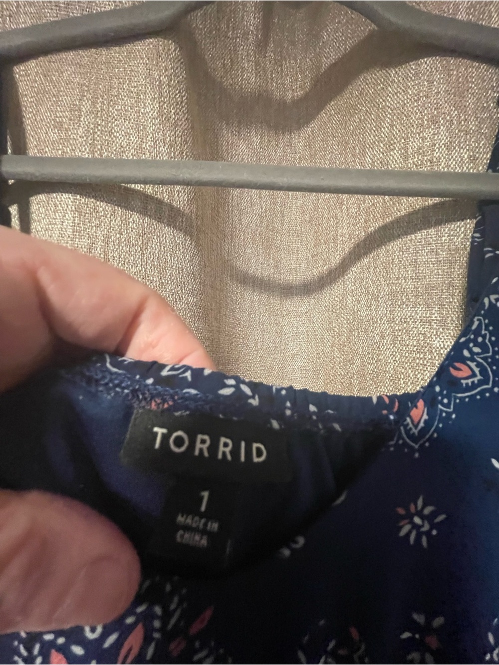 Torrid - cold shoulder dress - navy with pink & white accents - Picture 3 of 3